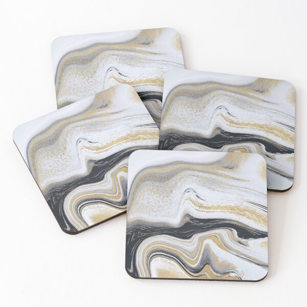 Item preview, Elegant Marble Swirls of White Black and Gold Glitter Abstract Pattern designed and sold by Alicia Chee.