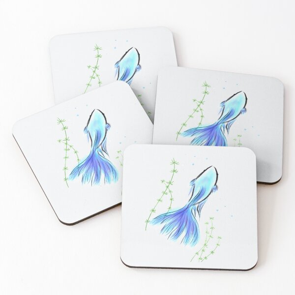 Item preview, Simple Aesthetic Cute Betta Fish Blue Art Design Logo Tattoo  designed and sold by Marinaaa010.