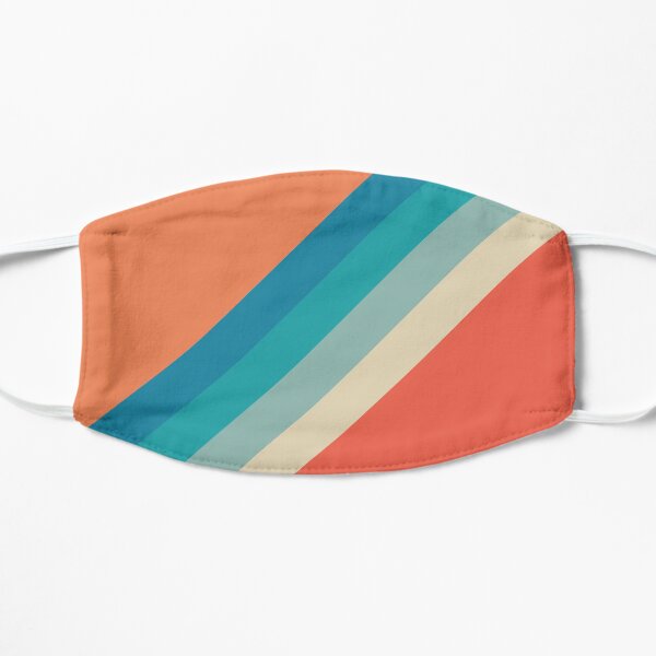 Stripes retro orange turquoise decorative pattern Flat Mask