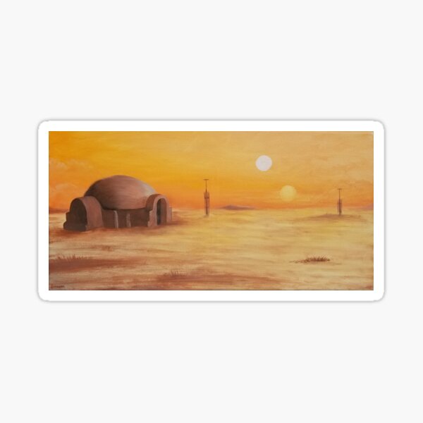 Aperçu de l'œuvre Tatooine Landscape - Coucher de soleil binaire créée et vendue par SchaeferArt.