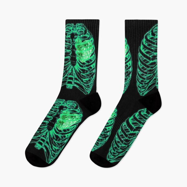 Item preview, Skeleton Ribs Green Neon Fluo Moon Heart Halloween Effect Goth X-Ray designed and sold by Jolly-Yosei.