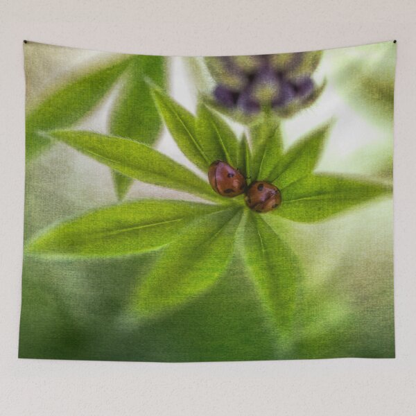 Item preview, Ladybugs taking a nap on a lupine leaf designed and sold by SulkaCreative.