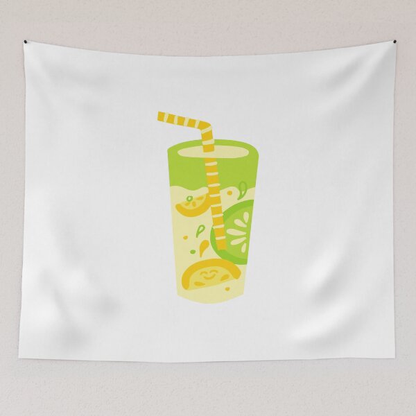 Item preview, Yellow and Green Lemonade in Glass with Straw illustration designed and sold by simplysharon.