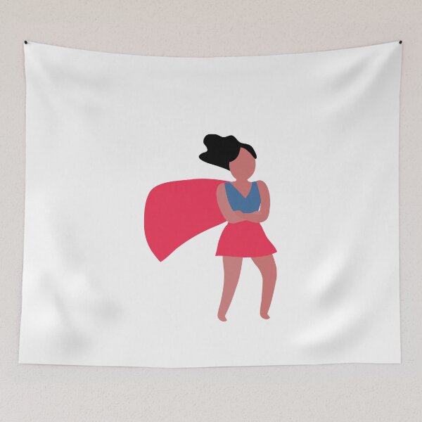 Item preview, Female Superhero Superwoman with Red Cape illustration cartoon designed and sold by simplysharon.