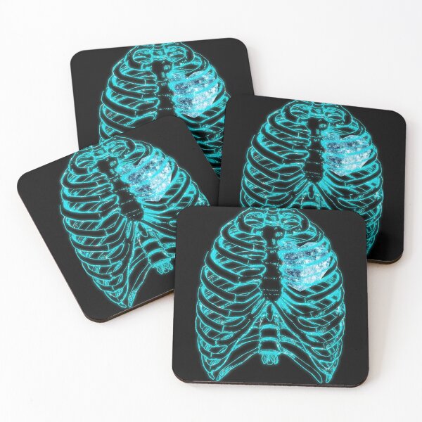 Item preview, X-Ray Skeleton Ribs Blue Neon Fluo Moon Heart Halloween Effect Goth  designed and sold by Jolly-Yosei.