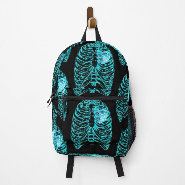 Item preview, X-Ray Skeleton Ribs Blue Neon Fluo Moon Heart Halloween Effect Goth designed and sold by Jolly-Yosei.