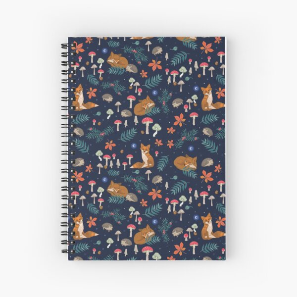 Item preview, Hibernation woodland animals and toadstools on blue designed and sold by Angie Spurgeon.