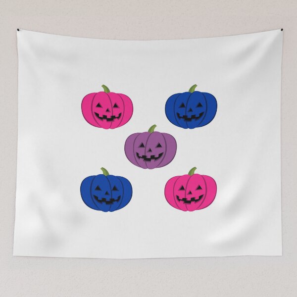 Item preview, Bisexual Pride Flag Halloween Pumpkin design for bi romantic in white designed and sold by anins-azuree.