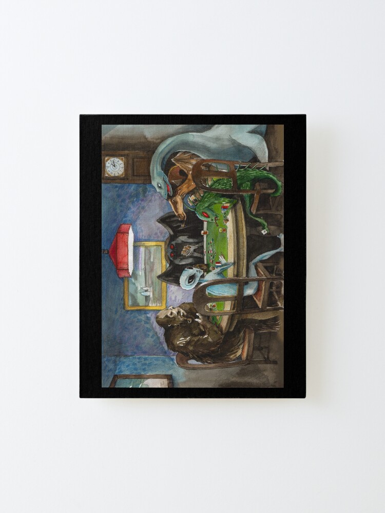 Alternate view of Cryptids playing poker Mounted Print