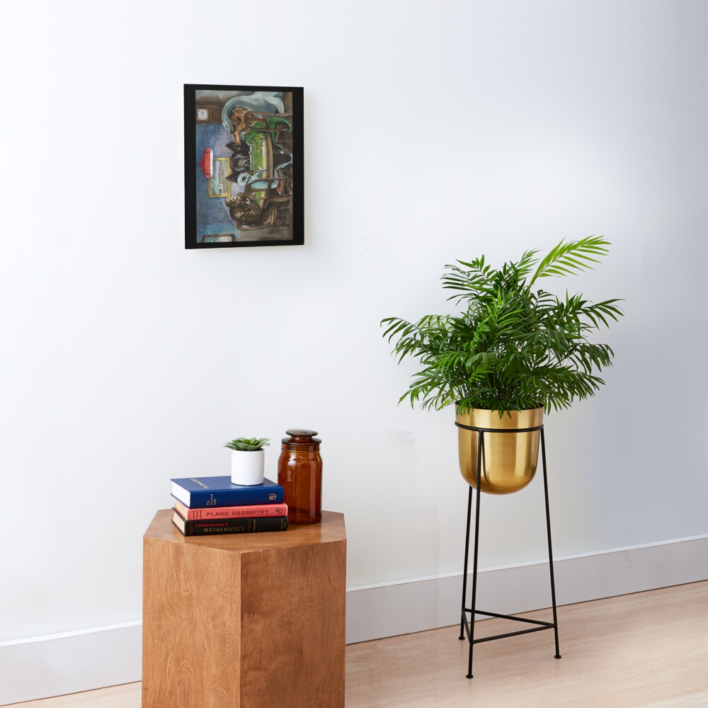 Cryptids playing poker Mounted Print