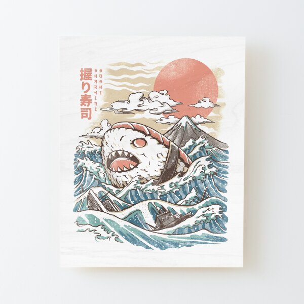Sharkiri Sushi Wood Mounted Print