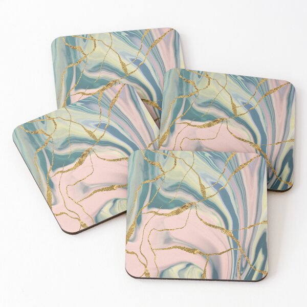 Item preview, Fancy Marble Swirls of Pink Green and Gold Glitter Abstract Pattern designed and sold by Alicia Chee.