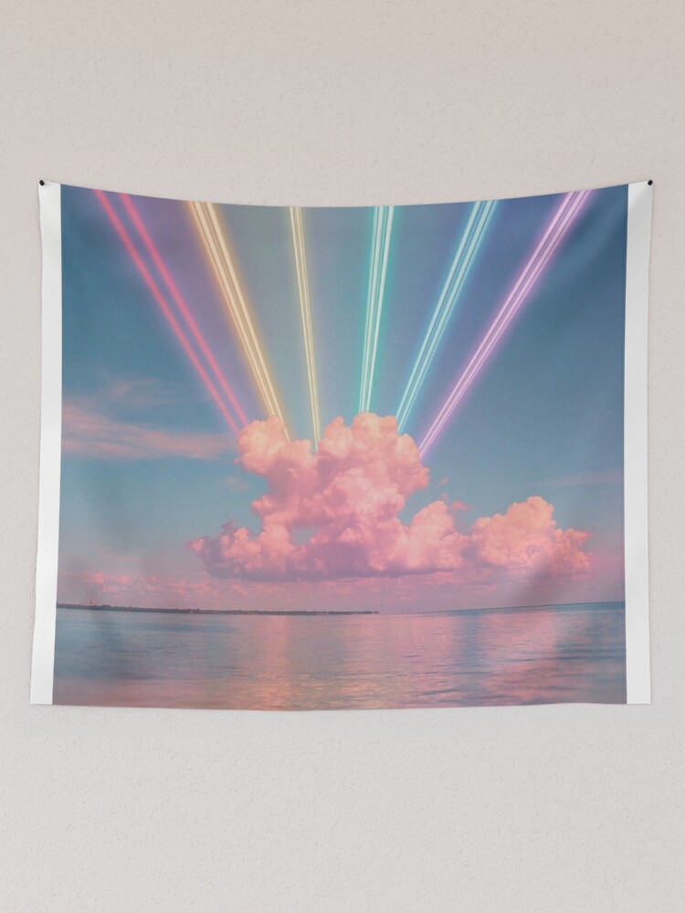 Aesthetic sparkly clouds pastel pink sky airplane view | Poster
