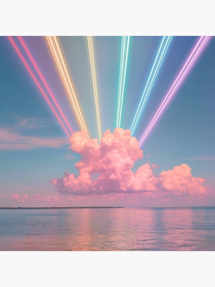 Aesthetic pastel pink cloud neon lights blue sky