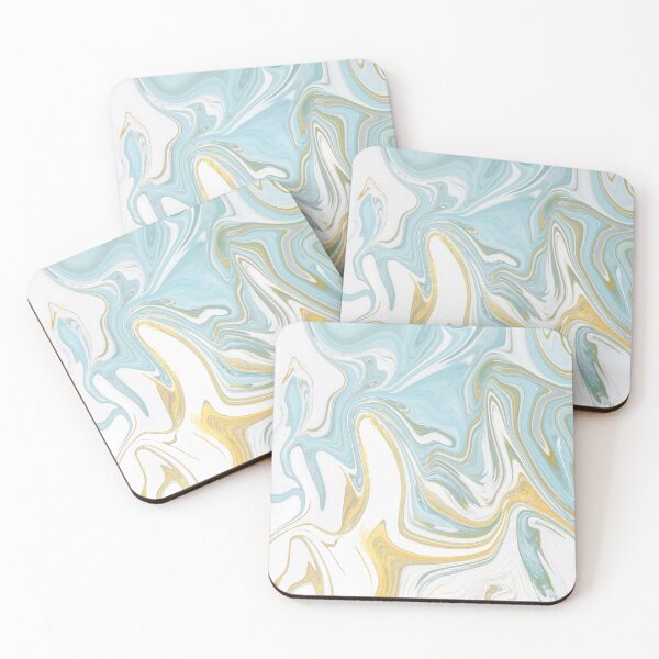 Item preview, Milky Marble Swirls of White Baby Blue and Gold Glitter Abstract Pattern designed and sold by Alicia Chee.