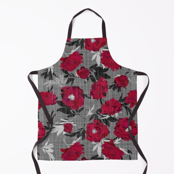 Item preview, Red peonies on a gray linen structure designed and sold by kobyakov.