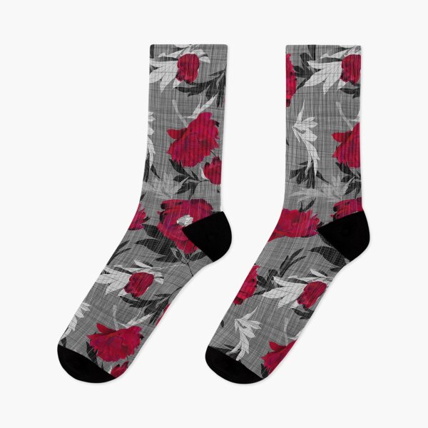 Item preview, Red peonies on a gray linen structure designed and sold by kobyakov.
