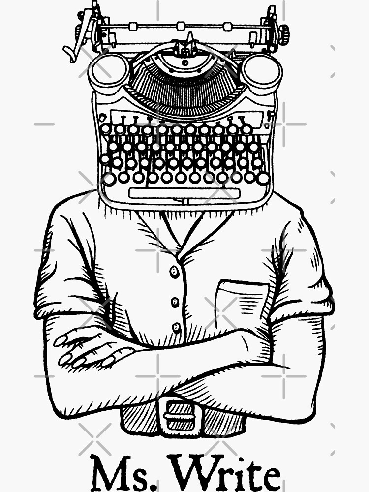 "Ms. Write Author Writer Vintage Typewriter Funny Word Pun" Sticker by GrandeDuc Redbubble