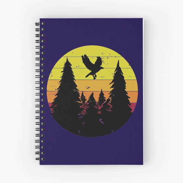 Item preview, Bird flying over forest on a retro sky designed and sold by ChatterFox.
