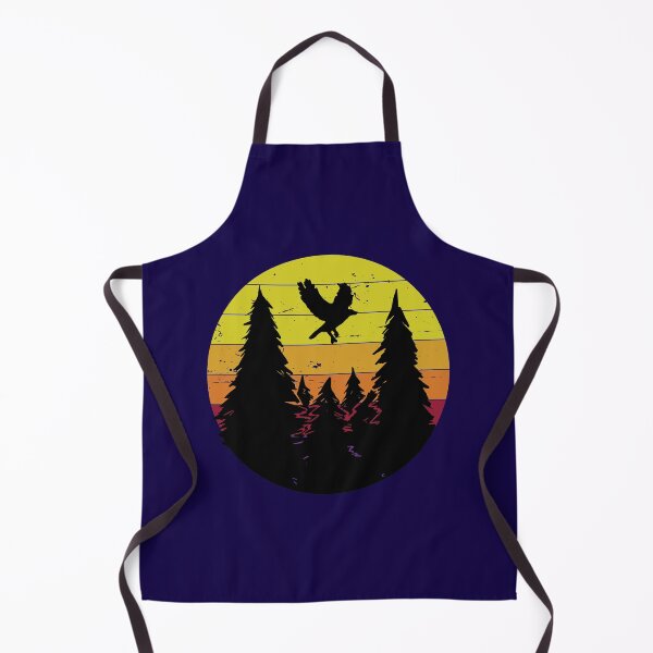 Item preview, Bird flying over forest on a retro sky designed and sold by ChatterFox.