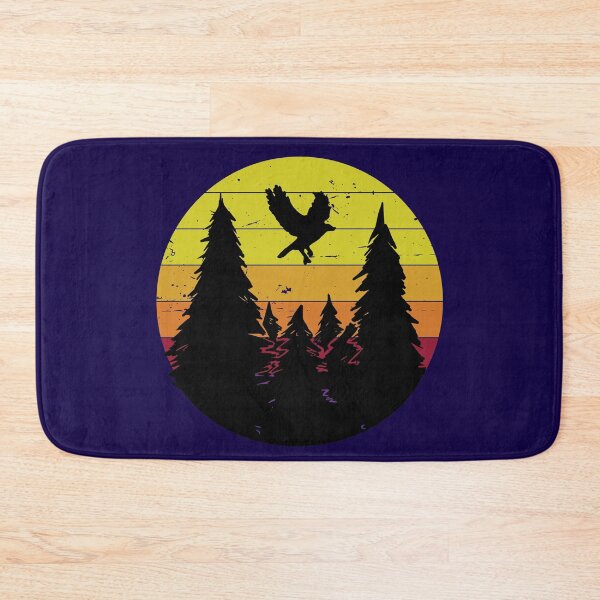 Item preview, Bird flying over forest on a retro sky designed and sold by ChatterFox.
