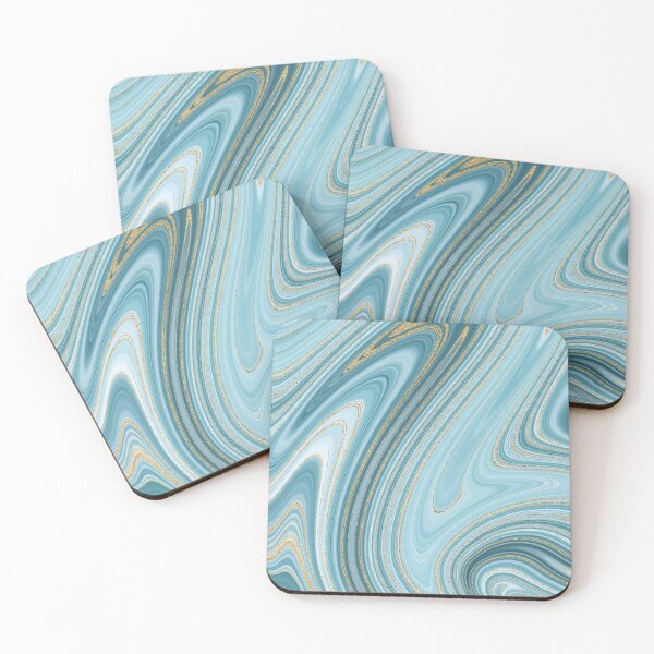 Item preview, Agate Marble Swirls of White Turquoise and Gold Glitter Abstract Pattern designed and sold by Alicia Chee.