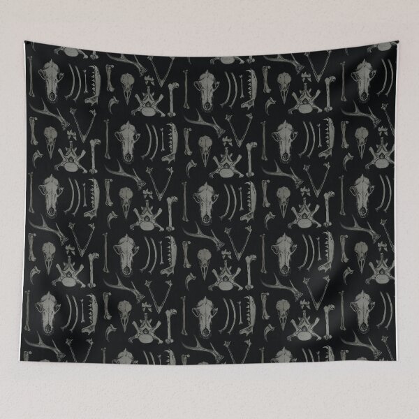 Item preview, Black Bones - Anatomical animal bones illustration pattern designed and sold by Kiera-Docherty.