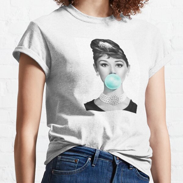 Audrey Hepburn with bubble gum Classic T-Shirt