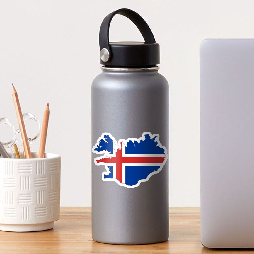 Iceland Flag Map Sticker