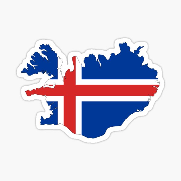 Iceland Flag Map Sticker