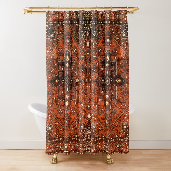 Disover Orange Oriental Heritage Antique Traditional Moroccan Style Artwork Shower Curtain