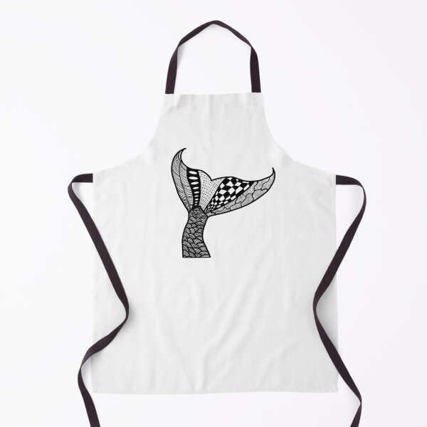 Item preview, Black and White Zendoodle Mermaid Tail designed and sold by RobinLynneDes.