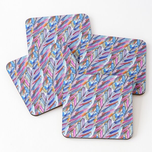 Item preview, Feather Pattern: Blue Watercolour Rainbow Feathers designed and sold by Clare Walker.