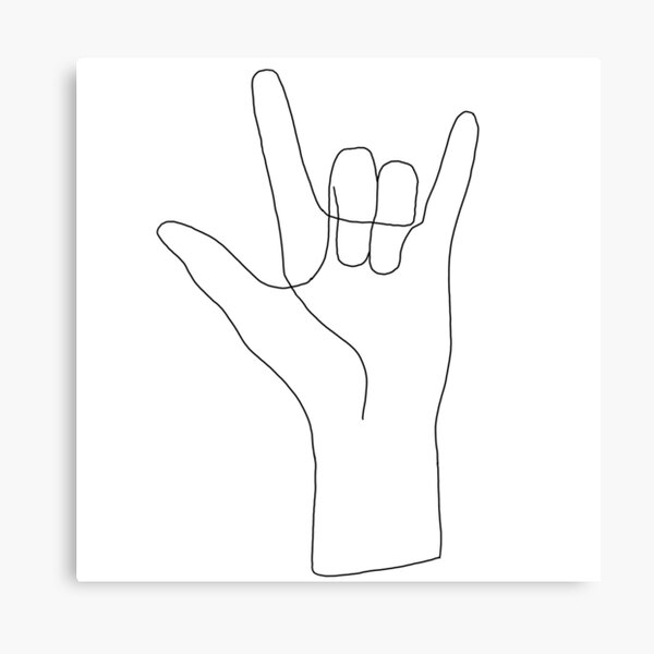 Item preview, Line art doodle graphic of hand American Sign Language I love you designed and sold by adesignworld.