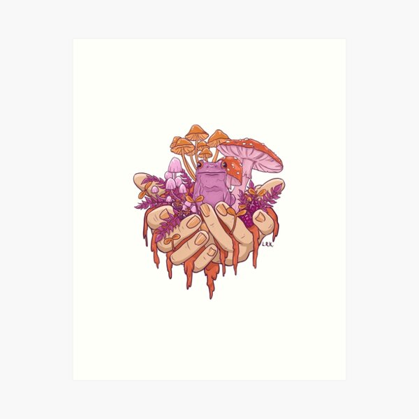 Sapphic Toadstool Frog Handful Art Print