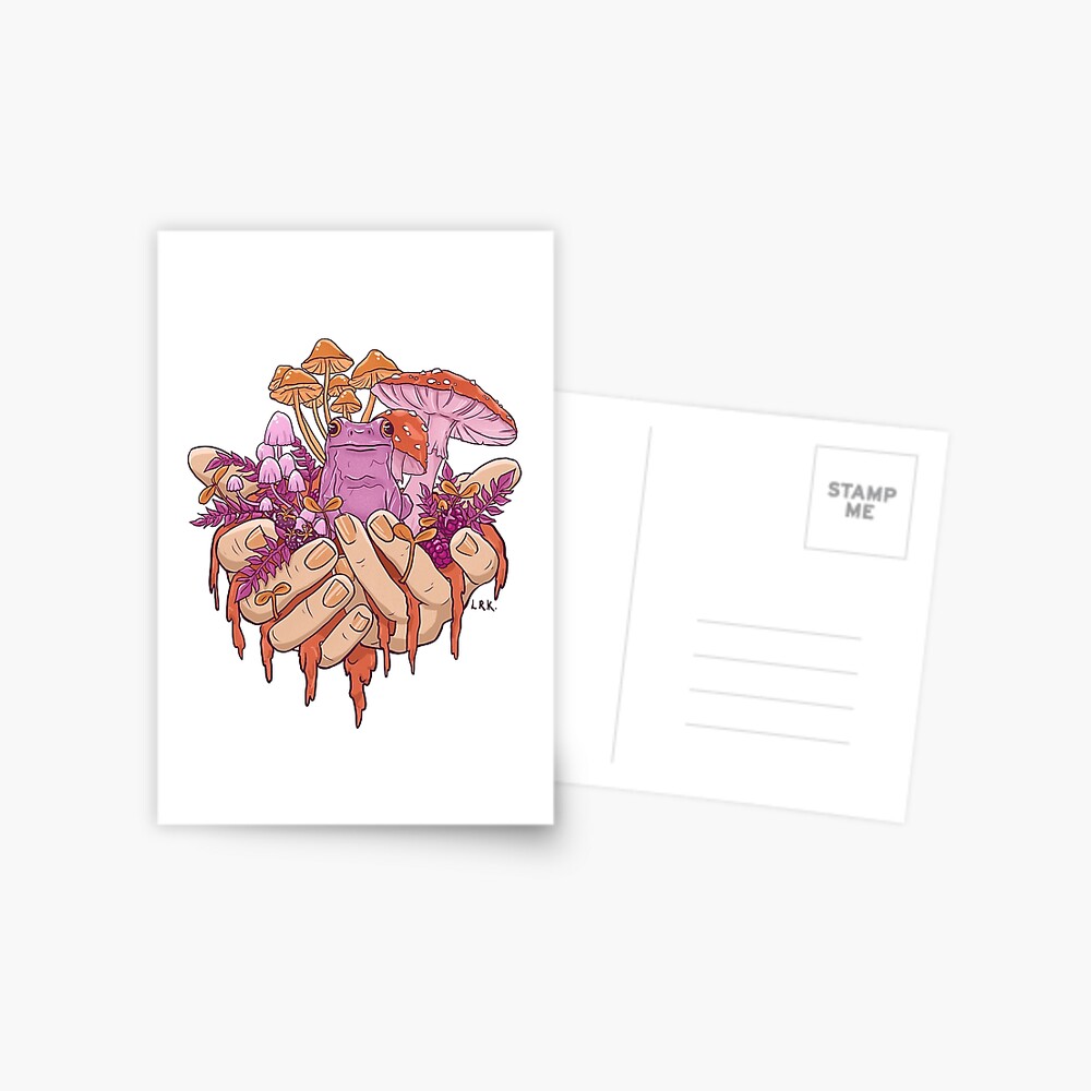 Sapphic Toadstool Frog Handful Postcard