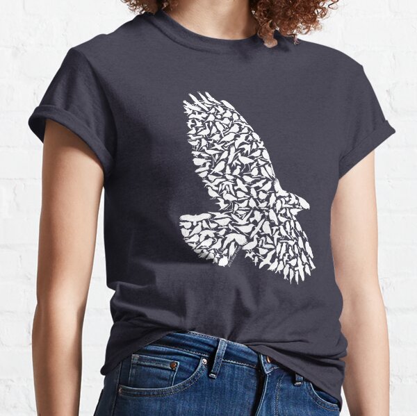 Red-Tailed Hawk Silhouette Art made from Birds Classic T-Shirt