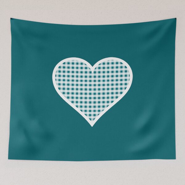 Item preview, Corazón de cuadro vichy azul pavo real y blanco designed and sold by Bumblefuzzies.
