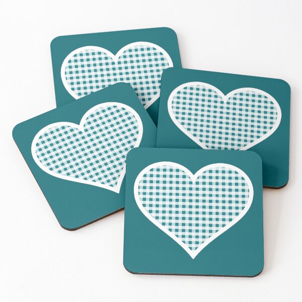 Item preview, Peacock Blue and White Gingham Heart designed and sold by Bumblefuzzies.