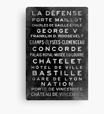 Paris Metro Subway Sign Art Metal Print