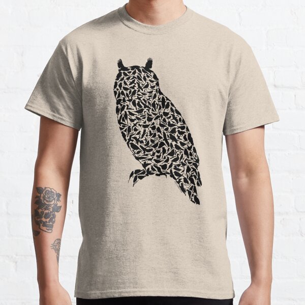 Great Horned Owl Silhouette Art made from Birds Classic T-Shirt