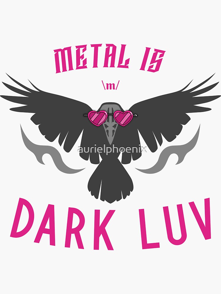 Metal is Dark Luv - Funny Goth Design - Crow with Heart Sunglasses by aurielphoenix