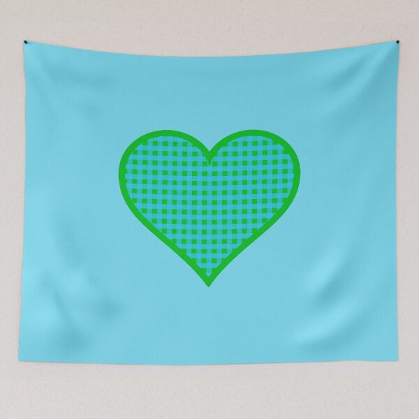 Item preview, Corazón de cuadros verde y azul designed and sold by Bumblefuzzies.