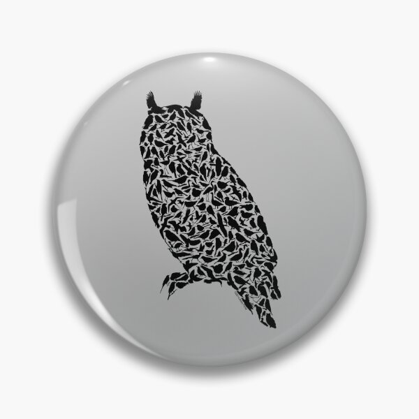 Great Horned Owl Art made with Birds Pin