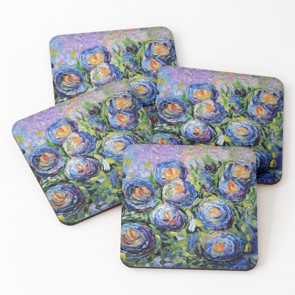 Item preview, Roses are Blue Impasto Painting With a Palette Knife  designed and sold by Rocky Mountain Artistry.