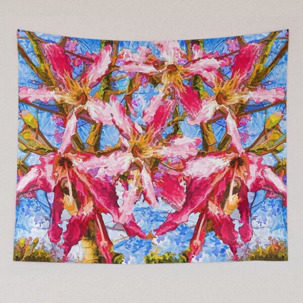 Item preview, Tropical Flowers Design -  Chorisia Speciosa With Background of Blue Sky designed and sold by Rocky Mountain Artistry.