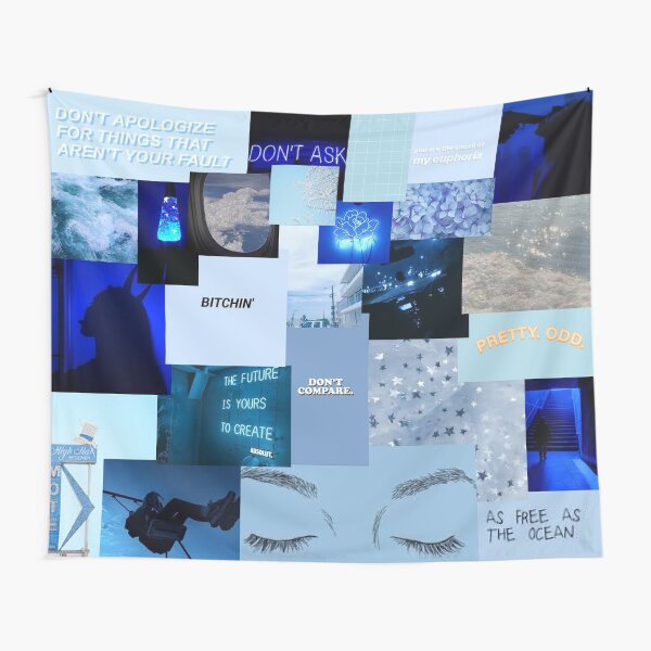 blue aesthetic collage Tapestry