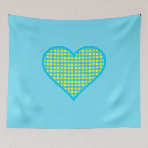 Item preview, Corazón de cuadro vichy amarillo y azul designed and sold by Bumblefuzzies.