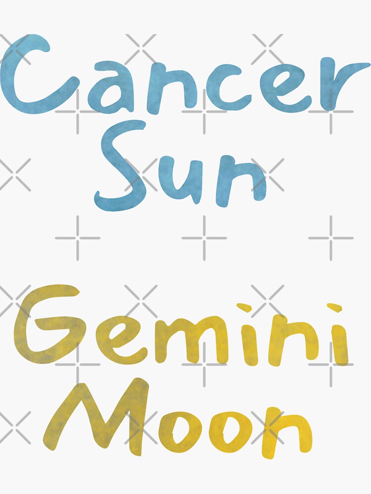 "Cancer Sun Gemini Moon Text" Sticker for Sale by leomooncreates