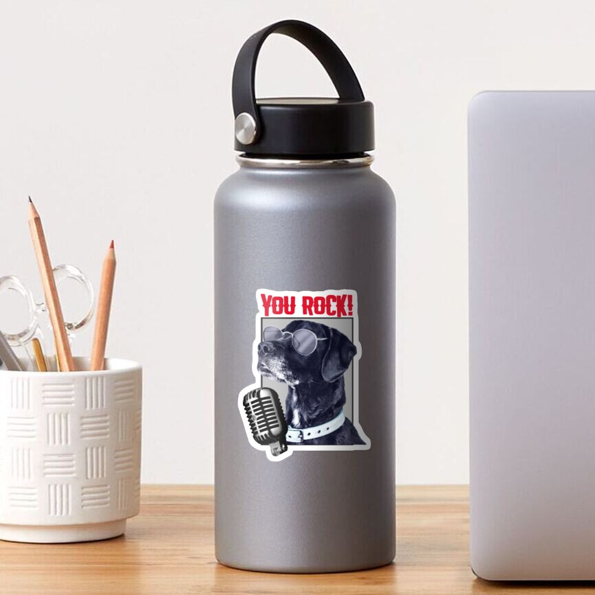 You rock! Cool Animal Design with a Dog with Glasses Sticker